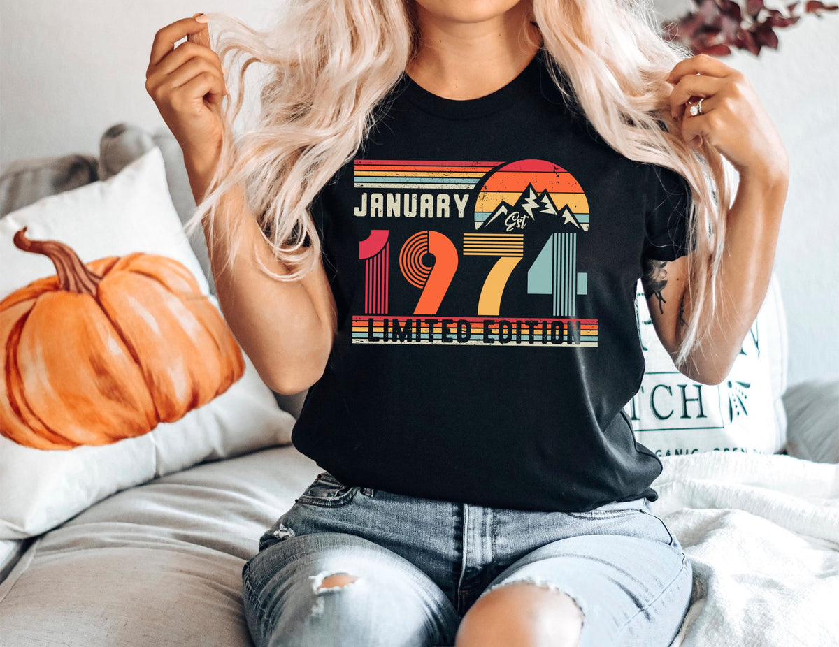 50th Birthday Retro Shirt, 1976 Birthday Sweatshirt Gift, 50 Years Bday Number Hoodie for Women / Men, Fifties Bday Tee For Wife Or Husband