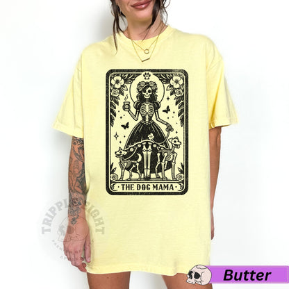 The Dog Mama Tarot Card Shirt, Witchy Skeleton Dog Lover Celestial Dog Puppy Mother T-Shirt, Witchy Gothic Dog Lover Skeleton,Comfort Colors