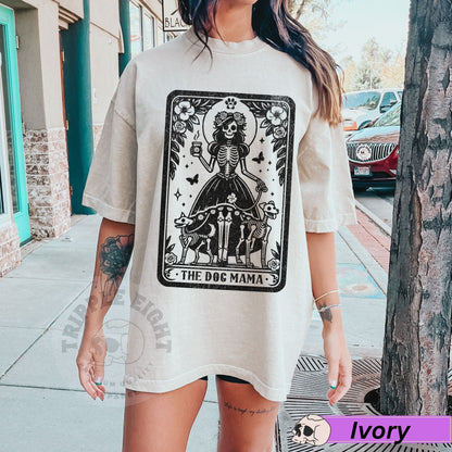 The Dog Mama Tarot Card Shirt, Witchy Skeleton Dog Lover Celestial Dog Puppy Mother T-Shirt, Witchy Gothic Dog Lover Skeleton,Comfort Colors