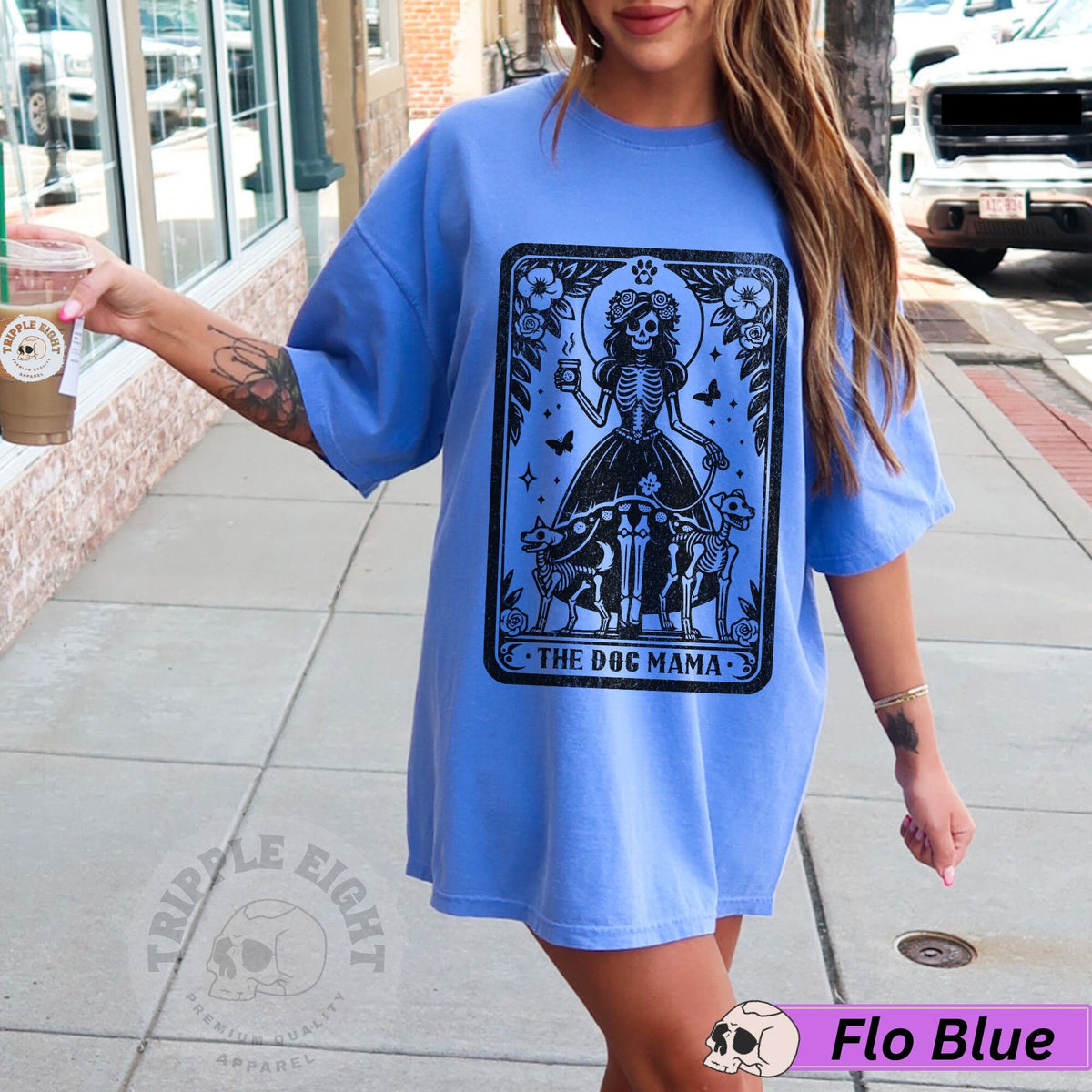 The Dog Mama Tarot Card Shirt, Witchy Skeleton Dog Lover Celestial Dog Puppy Mother T-Shirt, Witchy Gothic Dog Lover Skeleton,Comfort Colors
