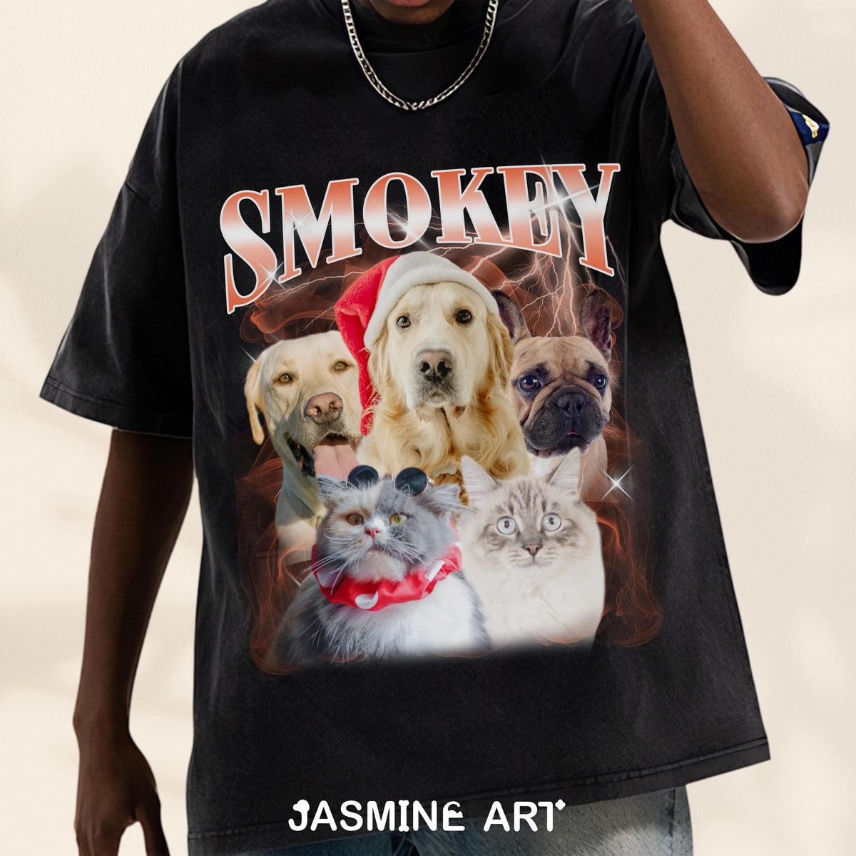 Custom Vintage Pet Shirt - Personalized Dog Bootleg Rap Tee, Retro 90s Graphic T-Shirt, Dog Lover Apparel, Custom Pet Face Design