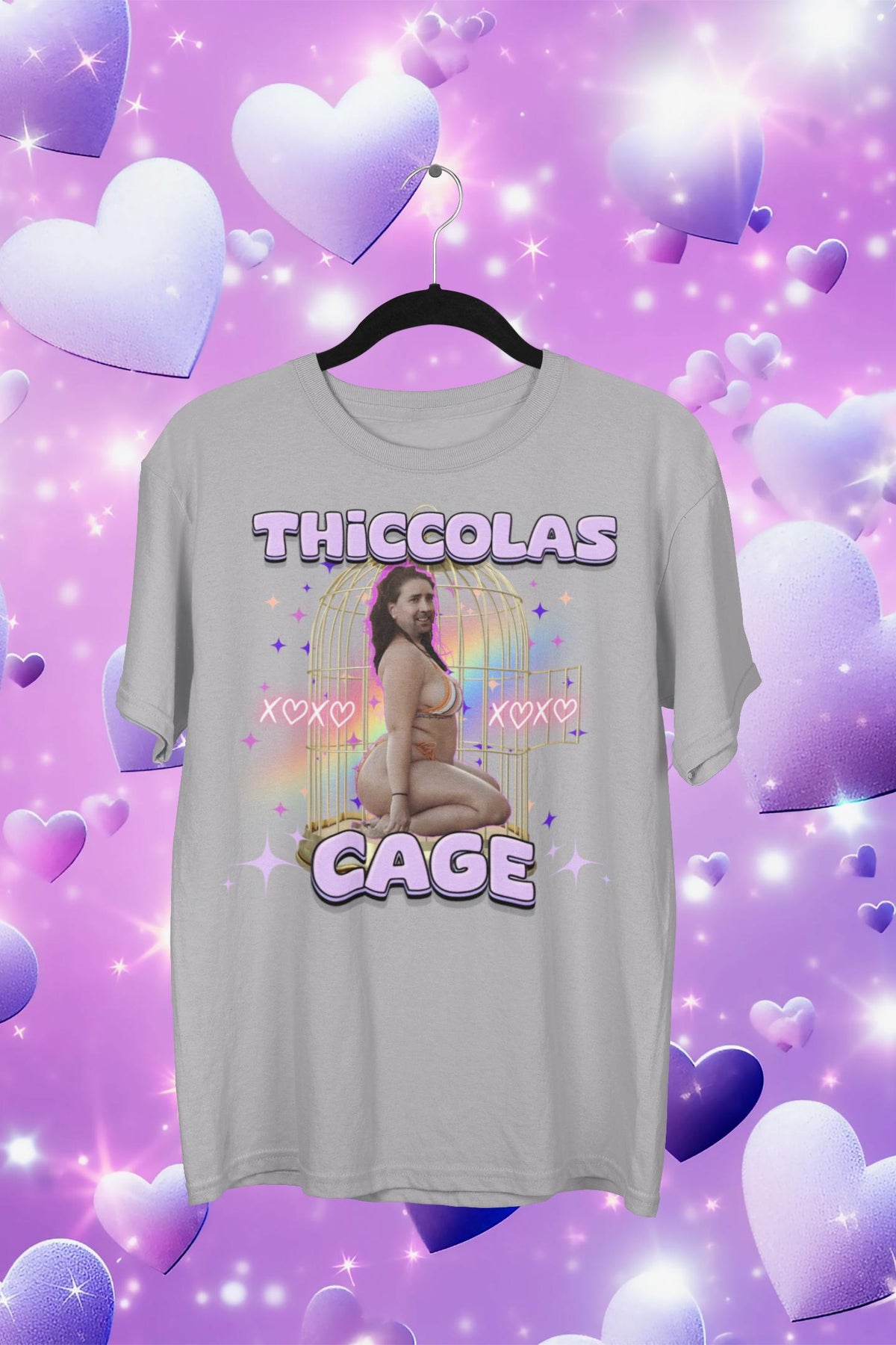 Thiccolas Cage Funny Meme Shirt, Gag Tshirt Unhinged Gift Inappropriate, Cursed Celebs Celebrities Offensive Raunchy Stupid Meme Shirt