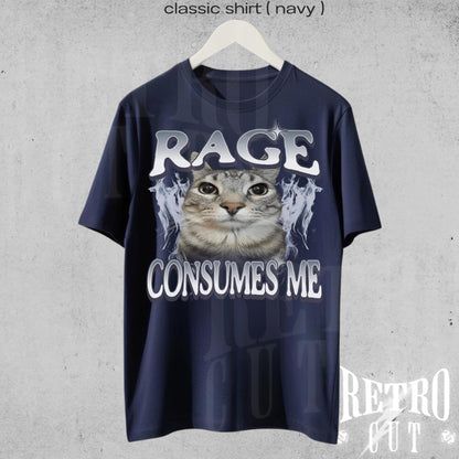Rage Consumes Me Cat Shirt, Funny Cat Meme T-Shirt, Vintage Unhinged Cat Tee, Silly Cat Graphic Shirt, Weird Humor Unisex Shirt