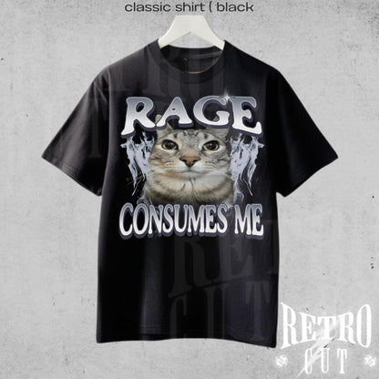 Rage Consumes Me Cat Shirt, Funny Cat Meme T-Shirt, Vintage Unhinged Cat Tee, Silly Cat Graphic Shirt, Weird Humor Unisex Shirt
