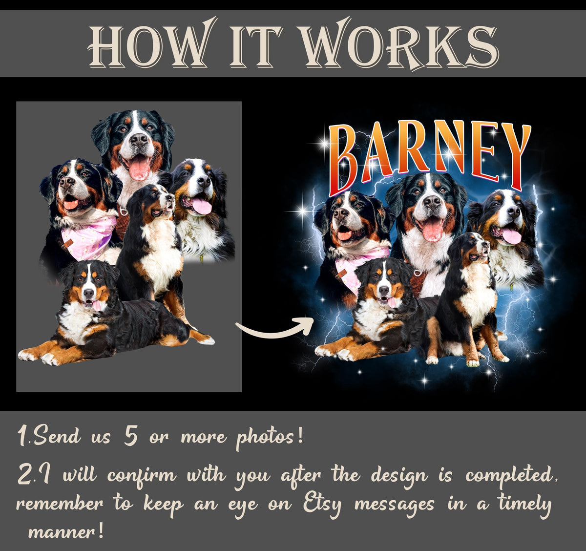 Custom Pet Portrait T-Shirt: Retro 90s Graphic Tee