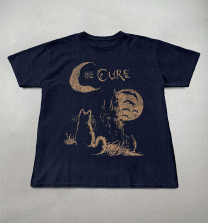 The Cure Cat Tee, 90s Alt Indie Rock, Unisex shirt, Music Gifts, Cat Lover gifts, the cure fan gifts, band tee, the cure graphic tee