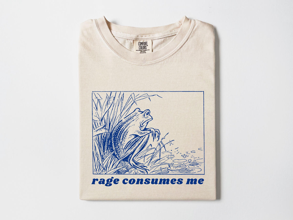 Rage consumes me shirt, Funny frog shirt, meme shirt, unhinged shirt, weird shirt, vsco, trendy comfort colors shirt, graphic unisex shirt