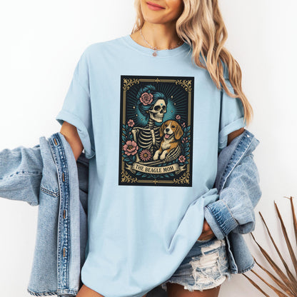 Beagle Mom Tarot Card T-Shirt: Comfort Colors Dog Skeleton Tee