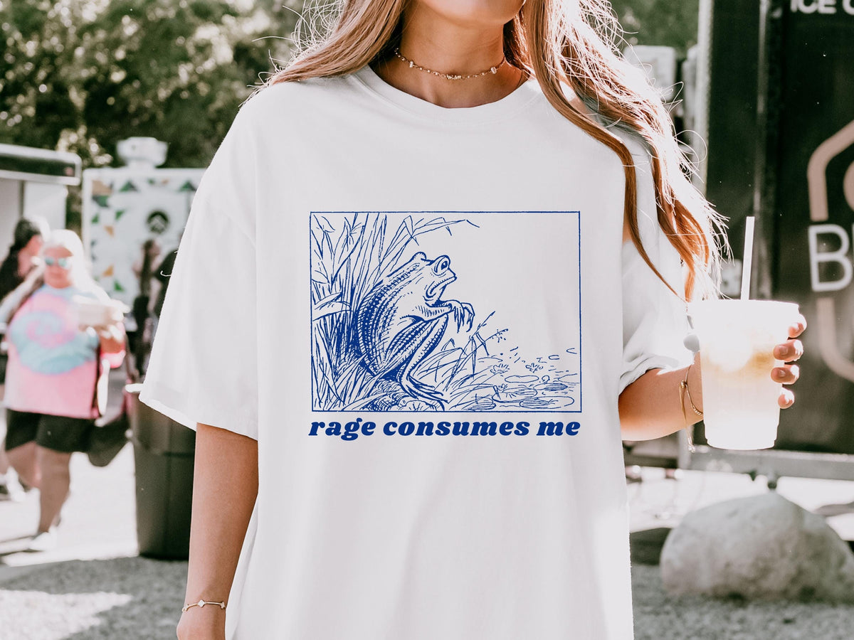 Rage consumes me shirt, Funny frog shirt, meme shirt, unhinged shirt, weird shirt, vsco, trendy comfort colors shirt, graphic unisex shirt