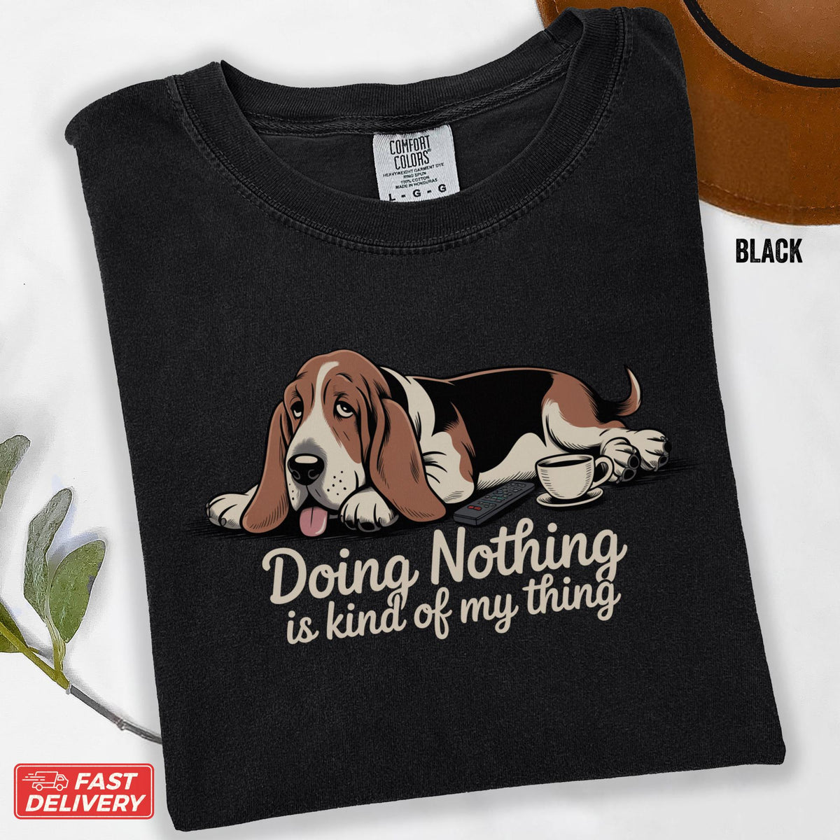 Comfort Colors Funny Basset Hound T-Shirt: Lazy Dog Humor T Shirt