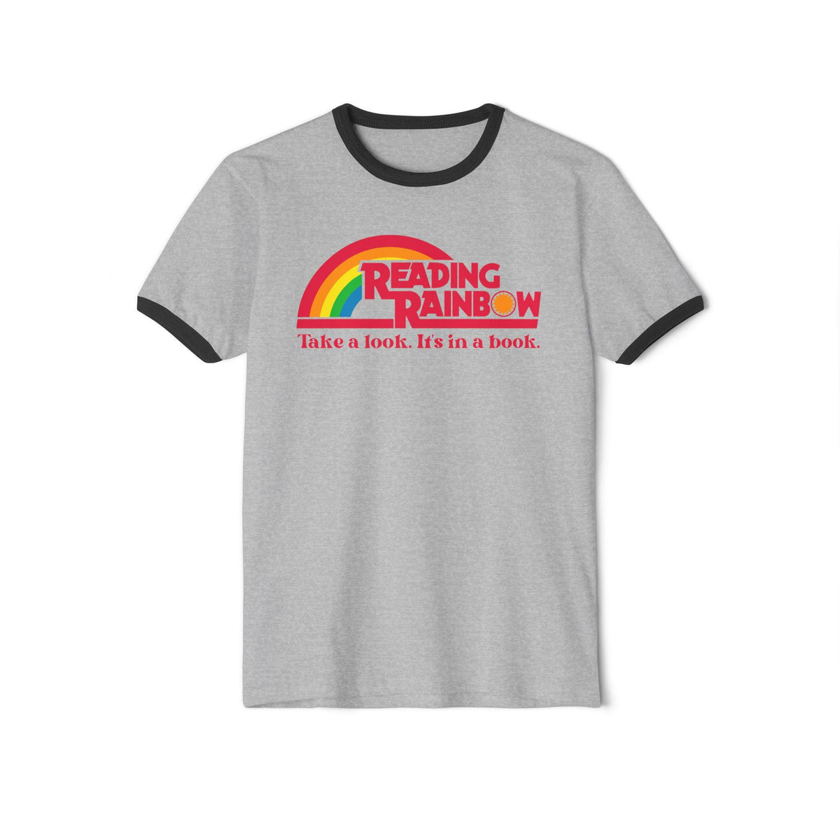 Vintage Reading Rainbow Ringer T-Shirt: Book Lover Retro Tee