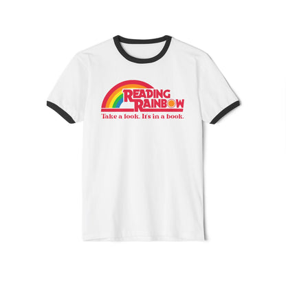 Vintage Reading Rainbow Ringer T-Shirt: Book Lover Retro Tee