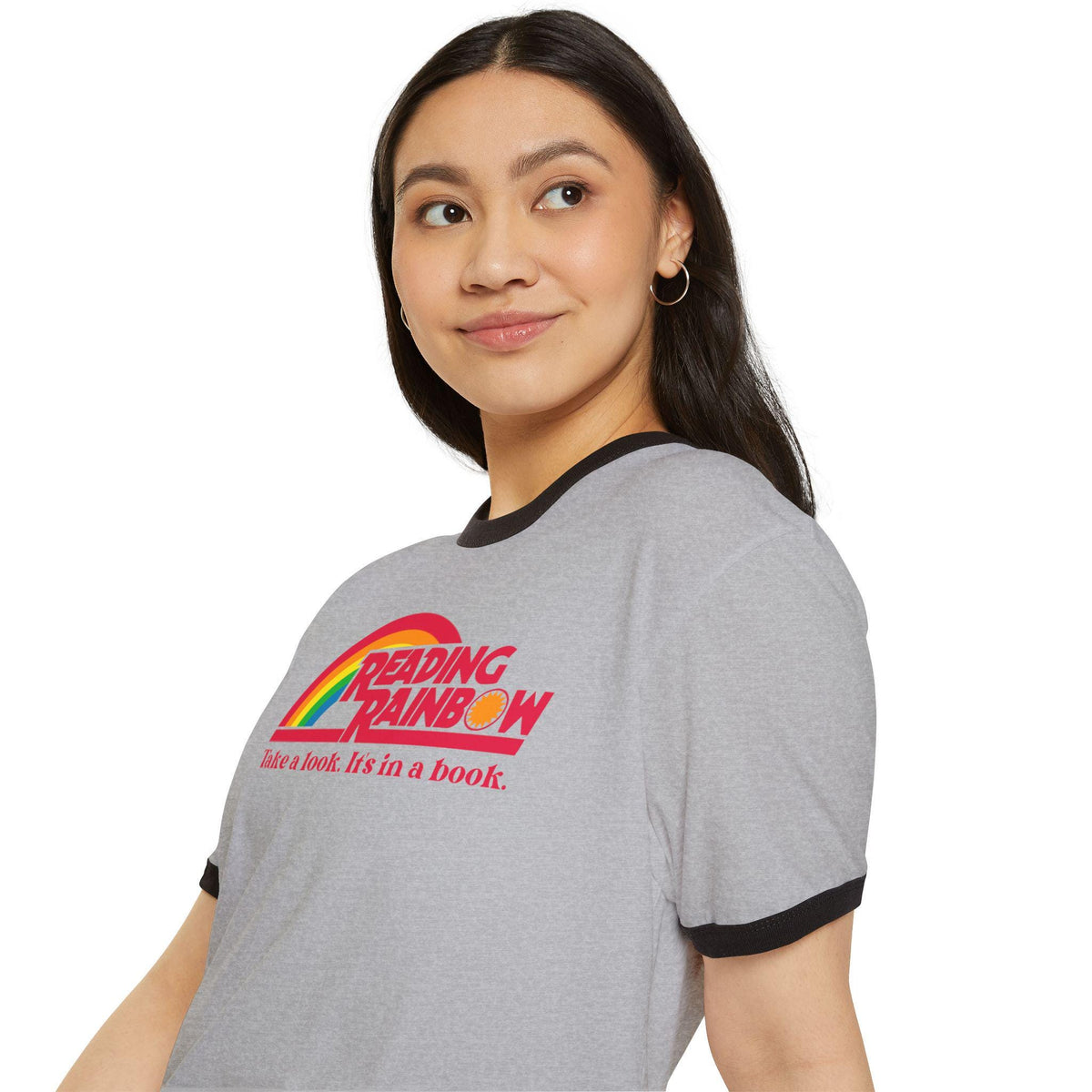 Vintage Reading Rainbow Ringer T-Shirt: Book Lover Retro Tee