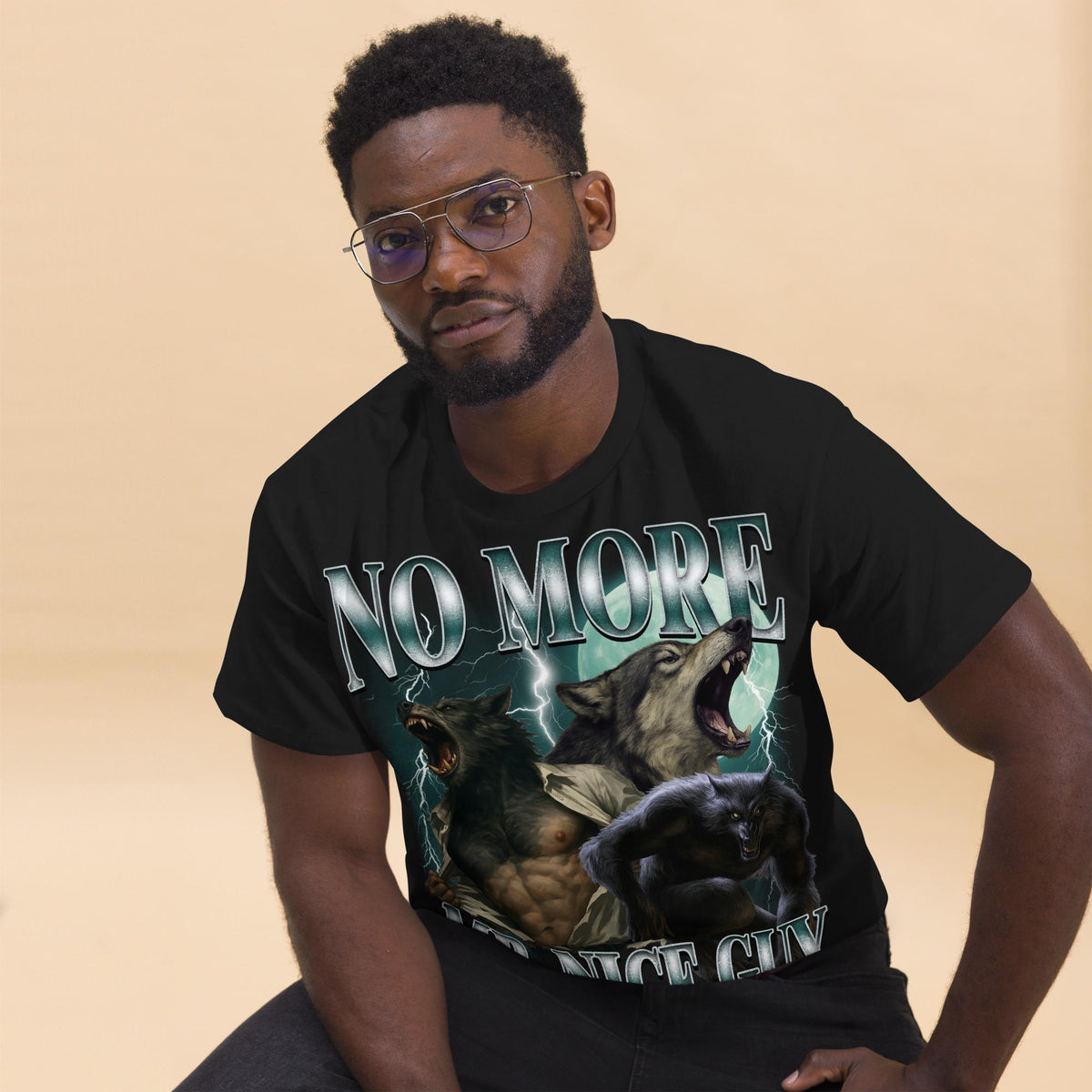No More Mr Nice Guy Funny Alpha Werewolf T-shirt, Sigma Wolf Shirt, Unhinged Clothes, Weird Tees, Gen Z Humor Shirts, Stupid Gifts, Meme Tee