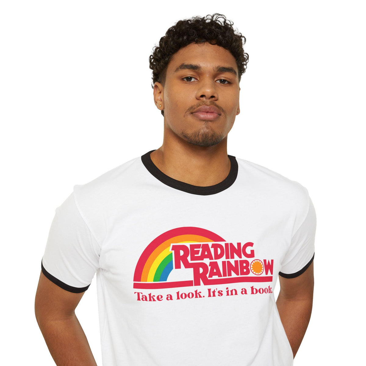 Vintage Reading Rainbow Ringer T-Shirt: Book Lover Retro Tee