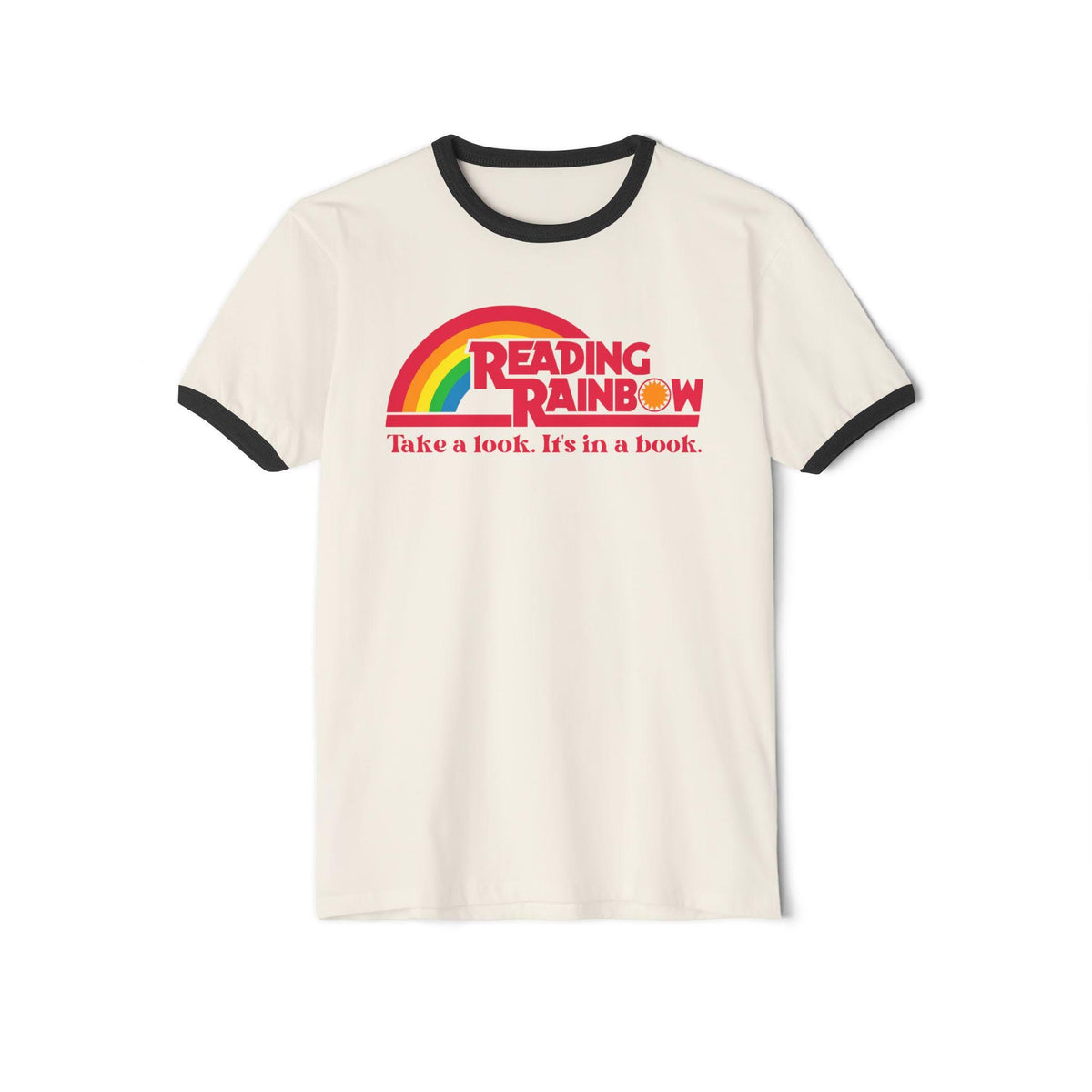 Vintage Reading Rainbow Ringer T-Shirt: Book Lover Retro Tee