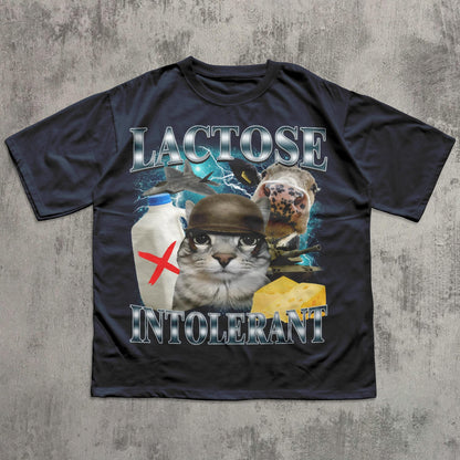 Lactose Intolerant Funny Cat Meme T-shirt, Comfort Colors Shirt, Stupid Gifts, Silly Cats Tee, Weird Tshirt, Cringey Tees, Unhinged Clothes