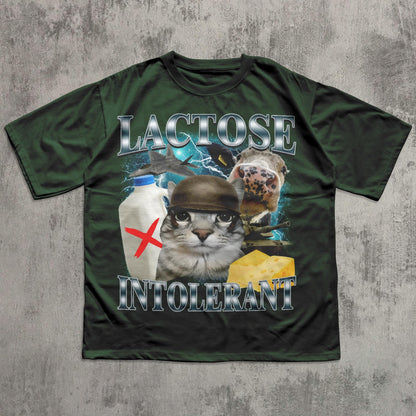 Lactose Intolerant Funny Cat Meme T-shirt, Comfort Colors Shirt, Stupid Gifts, Silly Cats Tee, Weird Tshirt, Cringey Tees, Unhinged Clothes