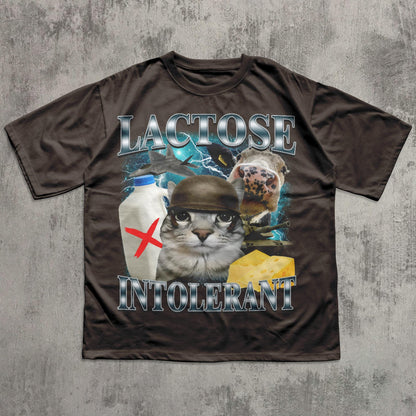 Lactose Intolerant Funny Cat Meme T-shirt, Comfort Colors Shirt, Stupid Gifts, Silly Cats Tee, Weird Tshirt, Cringey Tees, Unhinged Clothes