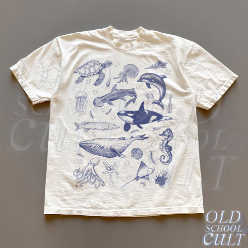Sea Animal 90s Retro Tshirt, Ocean Nature Shirt, Sealife, Ocean, Whale, Orca, Turtle, Dolphin Shit, Unisex Adult Tee, Ocean Gifts