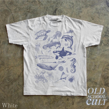Sea Animal 90s Retro Tshirt, Ocean Nature Shirt, Sealife, Ocean, Whale, Orca, Turtle, Dolphin Shit, Unisex Adult Tee, Ocean Gifts