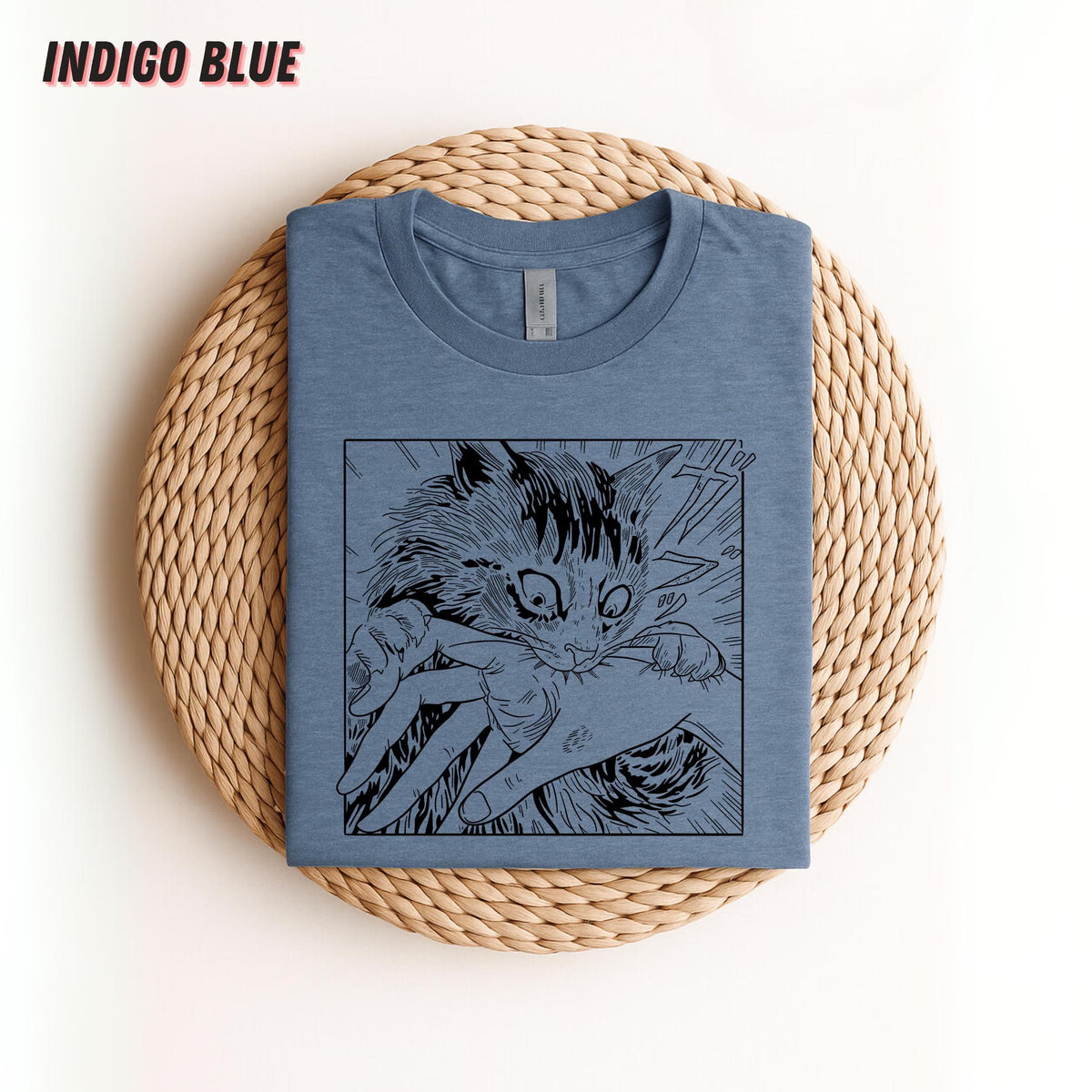 Unisex Cat Bite Shirt, Retro Junji Ito Horror Graphic Tee