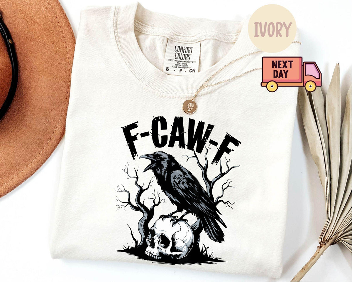 Comfort Colors® F-Caw-F Funny Crow Shirt, Black Crow Moonlit Raven Unisex T-shirt, Funny Sassy Raven Lover Gift,Autumn Style,Nature-Inspired