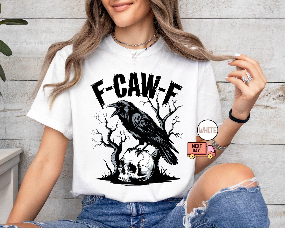 Comfort Colors® F-Caw-F Funny Crow Shirt, Black Crow Moonlit Raven Unisex T-shirt, Funny Sassy Raven Lover Gift,Autumn Style,Nature-Inspired