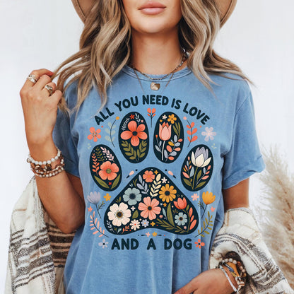 Floral Paw Print Dog Lover T-Shirt: Animal Rescue Gift