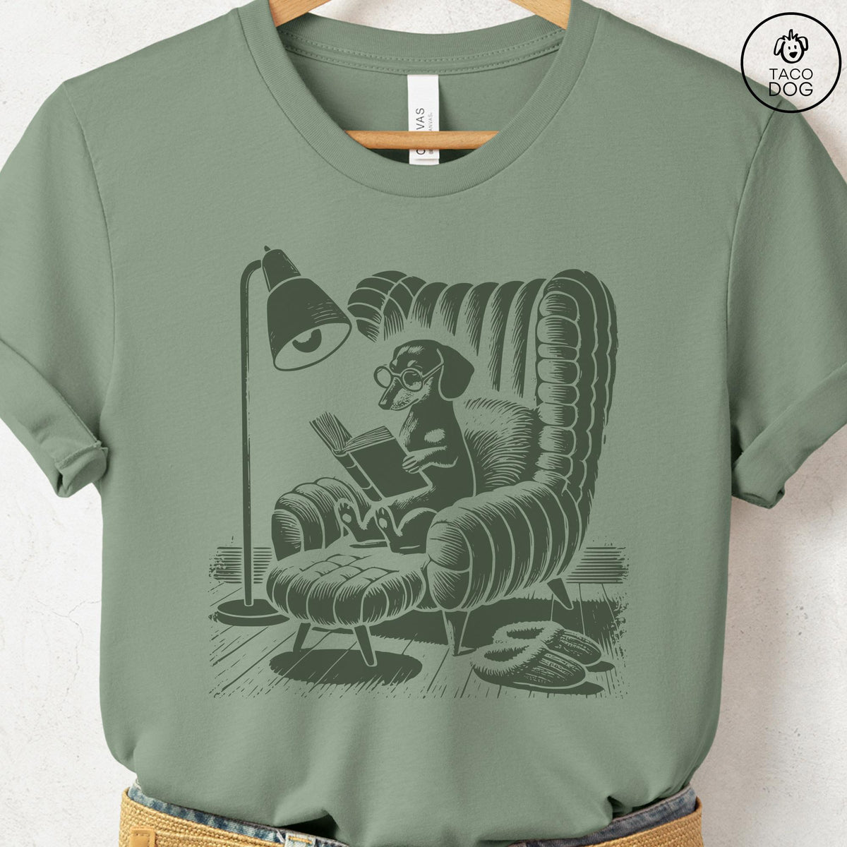 Dachshund Dog Reading Book Shirt Vintage Dog Bookish TShirt, Doxie Gift Dog Gifts, Wiener Dog Dad, Weenie Mom, Taco Dog Book Lover
