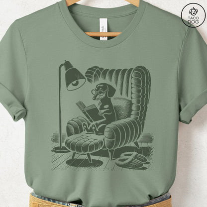 Dachshund Dog Reading Book Shirt Vintage Dog Bookish TShirt, Doxie Gift Dog Gifts, Wiener Dog Dad, Weenie Mom, Taco Dog Book Lover