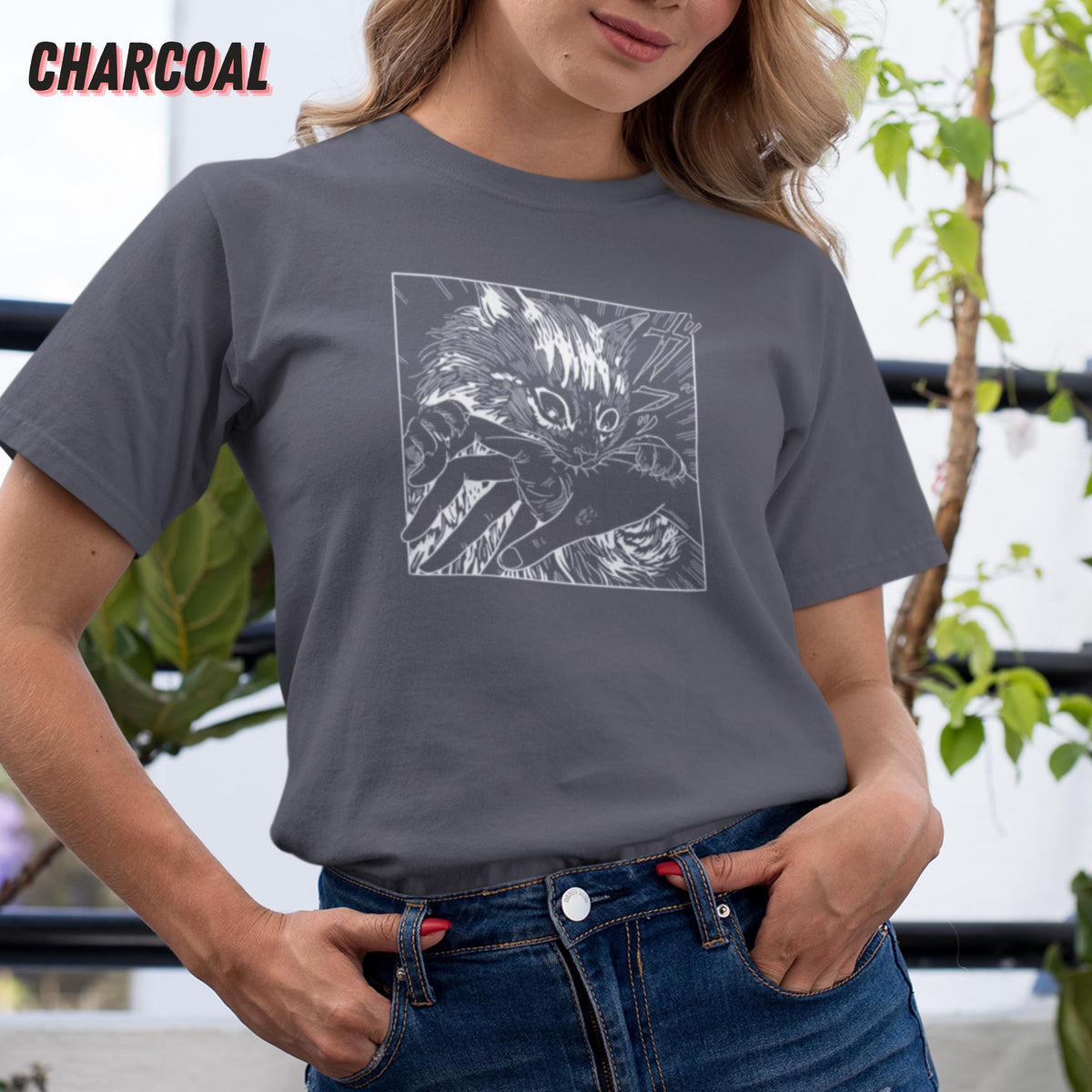 Unisex Cat Bite Shirt, Retro Junji Ito Horror Graphic Tee