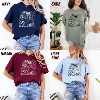 Unisex Cat Bite Shirt, Retro Junji Ito Horror Graphic Tee