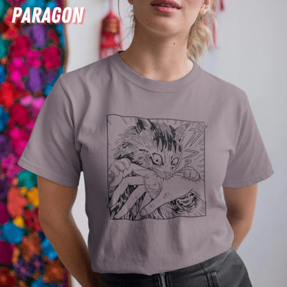 Unisex Cat Bite Shirt, Retro Junji Ito Horror Graphic Tee