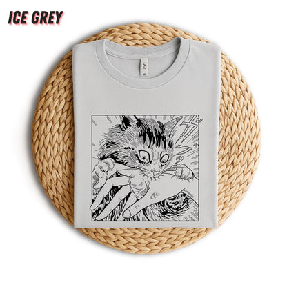 Unisex Cat Bite Shirt, Retro Junji Ito Horror Graphic Tee