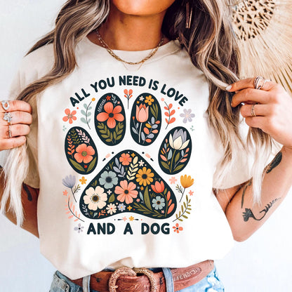 Floral Paw Print Dog Lover T-Shirt: Animal Rescue Gift