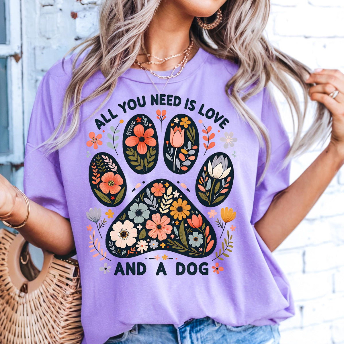 Floral Paw Print Dog Lover T-Shirt: Animal Rescue Gift