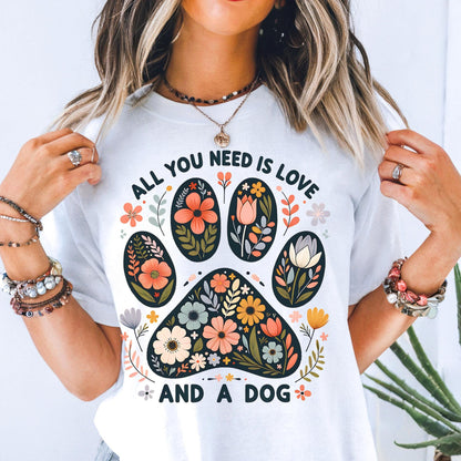 Floral Paw Print Dog Lover T-Shirt: Animal Rescue Gift