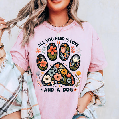 Floral Paw Print Dog Lover T-Shirt: Animal Rescue Gift