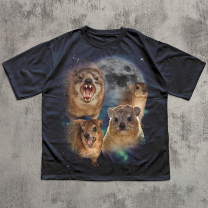 90s Retro Hyraxes Moon T-shirt, Screaming Hyrax Meme Shirt, Funny Shirts, Rock Hyrax Lover Gift, Gag Gifts, Comfort Colors, Awawa Tee