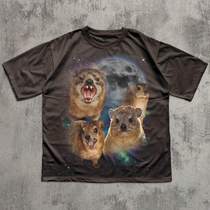 90s Retro Hyraxes Moon T-shirt, Screaming Hyrax Meme Shirt, Funny Shirts, Rock Hyrax Lover Gift, Gag Gifts, Comfort Colors, Awawa Tee