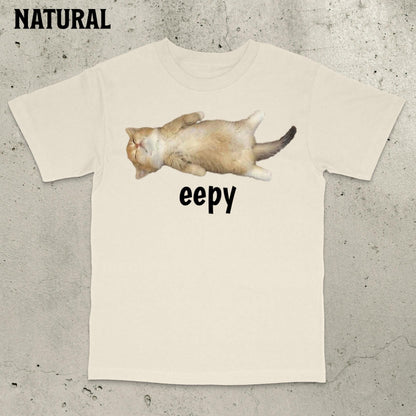Eepy Cat, Silly Sleepy Cat Unhinged Sarcastic Humor Meme T-Shirt