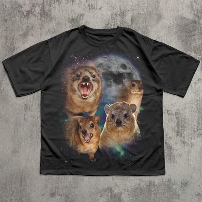 90s Retro Hyraxes Moon T-shirt, Screaming Hyrax Meme Shirt, Funny Shirts, Rock Hyrax Lover Gift, Gag Gifts, Comfort Colors, Awawa Tee