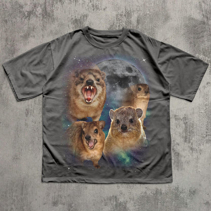 90s Retro Hyraxes Moon T-shirt, Screaming Hyrax Meme Shirt, Funny Shirts, Rock Hyrax Lover Gift, Gag Gifts, Comfort Colors, Awawa Tee