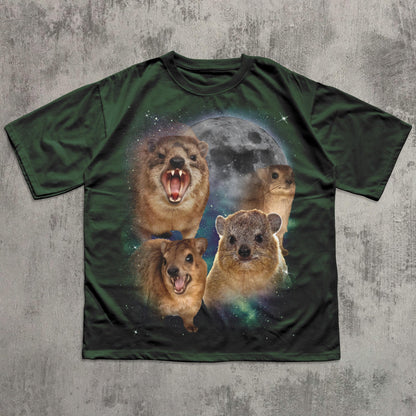 90s Retro Hyraxes Moon T-shirt, Screaming Hyrax Meme Shirt, Funny Shirts, Rock Hyrax Lover Gift, Gag Gifts, Comfort Colors, Awawa Tee