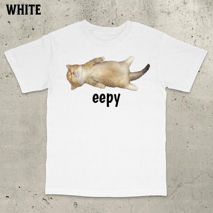 Eepy Cat, Silly Sleepy Cat Unhinged Sarcastic Humor Meme T-Shirt