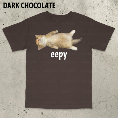 Eepy Cat, Silly Sleepy Cat Unhinged Sarcastic Humor Meme T-Shirt