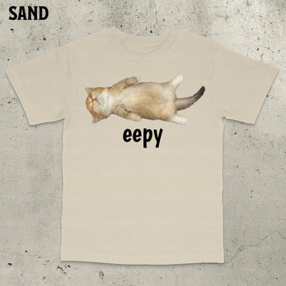 Eepy Cat, Silly Sleepy Cat Unhinged Sarcastic Humor Meme T-Shirt