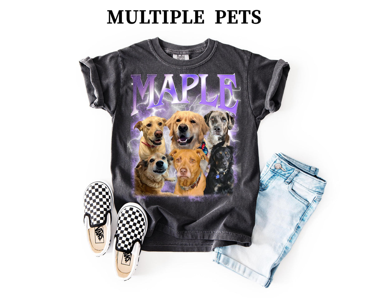 Custom Comfort Colors Dog Pet Photo + Name TShirt, Retro Dog Shirt, Personalized Cat Shirt, 90s Pet shirt, Women Tee