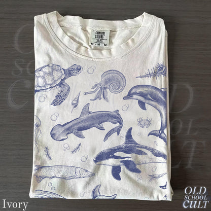 Sea Animal 90s Retro Tshirt, Ocean Nature Shirt, Sealife, Ocean, Whale, Orca, Turtle, Dolphin Shit, Unisex Adult Tee, Ocean Gifts